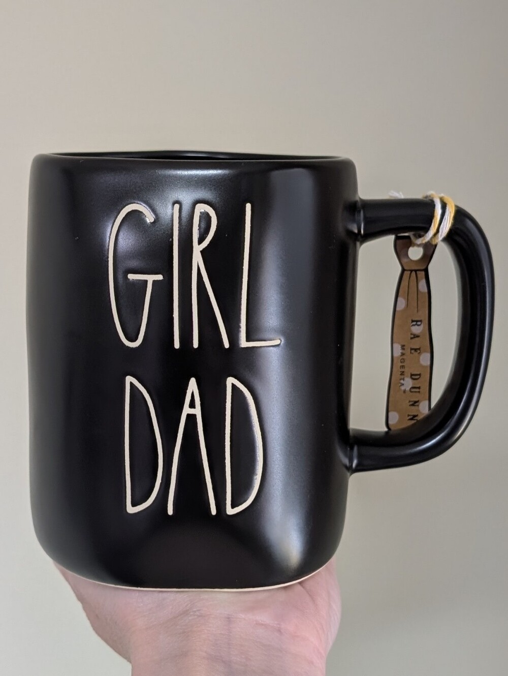 Rae Dunn GIRL DAD Soft Mate Black with Cream LL Verbiage